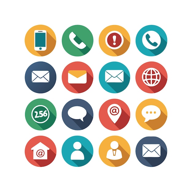 Ilustración vectorial de colección de iconos de contacto para sitios web y aplicaciones móviles