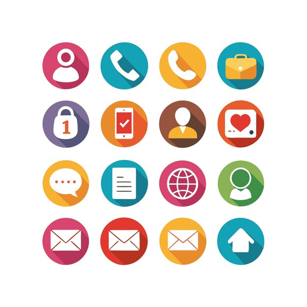 Ilustración vectorial de colección de iconos de contacto para sitios web y aplicaciones móviles