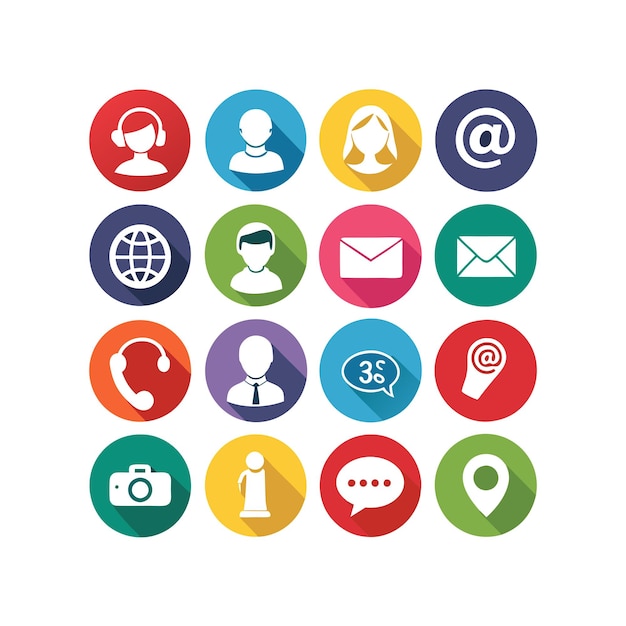 Ilustración vectorial de colección de iconos de contacto para sitios web y aplicaciones móviles