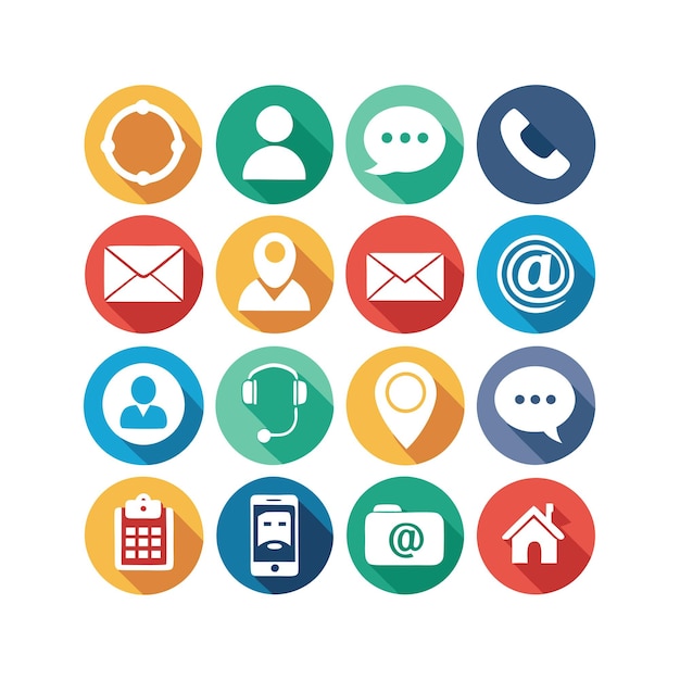 Ilustración vectorial de colección de iconos de contacto para sitios web y aplicaciones móviles