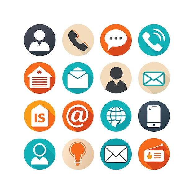 Ilustración vectorial de colección de iconos de contacto para sitios web y aplicaciones móviles