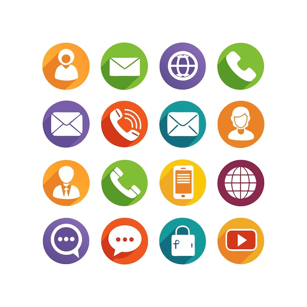 Ilustración vectorial de colección de iconos de contacto para sitios web y aplicaciones móviles