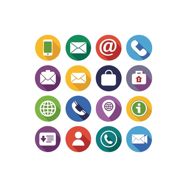 Ilustración vectorial de colección de iconos de contacto para sitios web y aplicaciones móviles