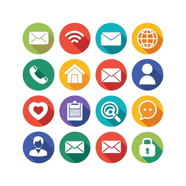Ilustración vectorial de colección de iconos de contacto para sitios web y aplicaciones móviles