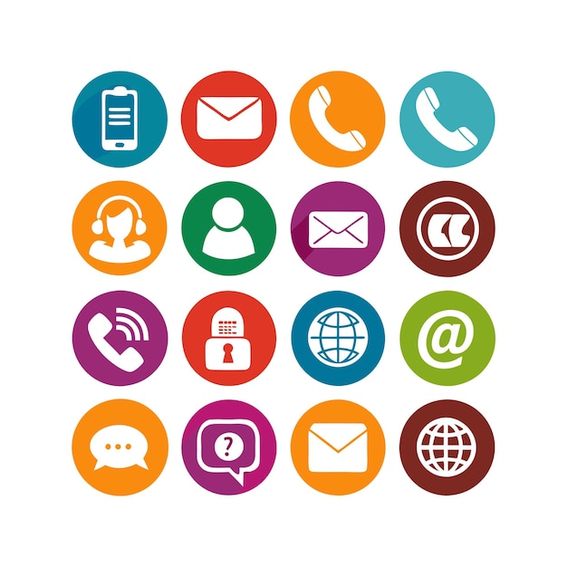 Ilustración vectorial de colección de iconos de contacto para sitios web y aplicaciones móviles