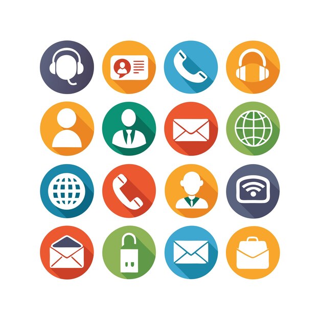 Ilustración vectorial de colección de iconos de contacto para sitios web y aplicaciones móviles