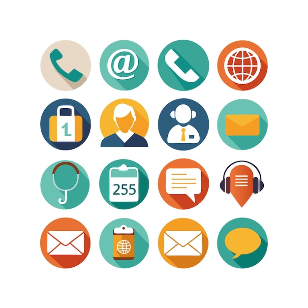 Ilustración vectorial de colección de iconos de contacto para sitios web y aplicaciones móviles