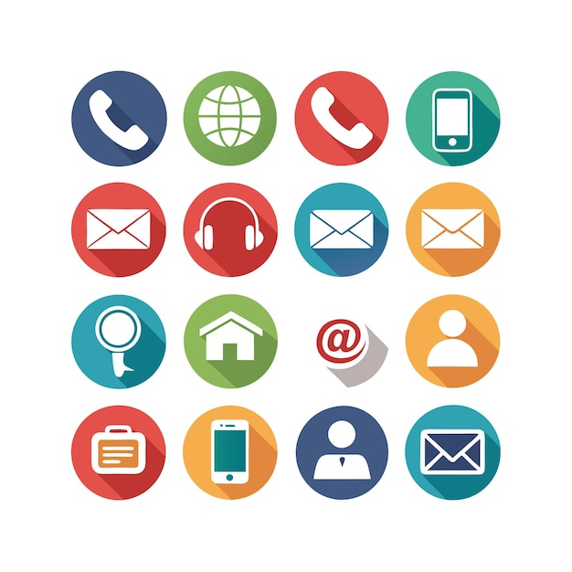 Ilustración vectorial de colección de iconos de contacto para sitios web y aplicaciones móviles