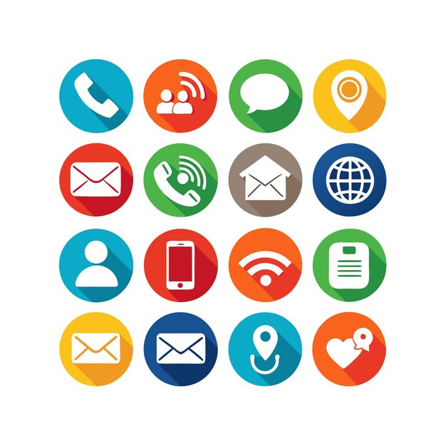 Ilustración vectorial de colección de iconos de contacto para sitios web y aplicaciones móviles