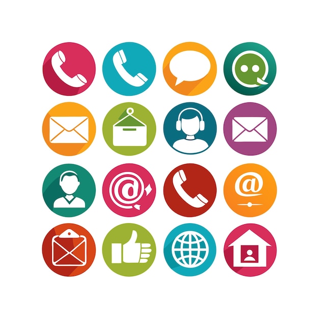 Ilustración vectorial de colección de iconos de contacto para sitios web y aplicaciones móviles
