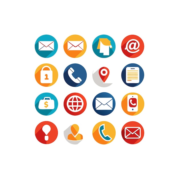Ilustración vectorial de colección de iconos de contacto para sitios web y aplicaciones móviles