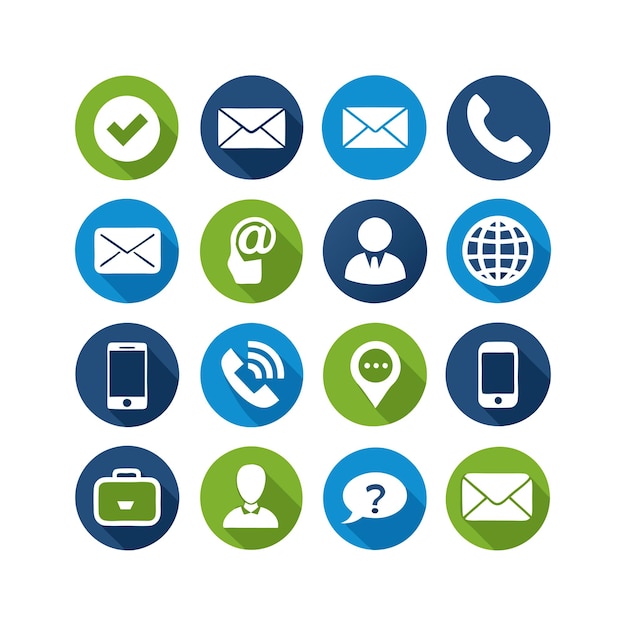 Ilustración vectorial de colección de iconos de contacto para sitios web y aplicaciones móviles