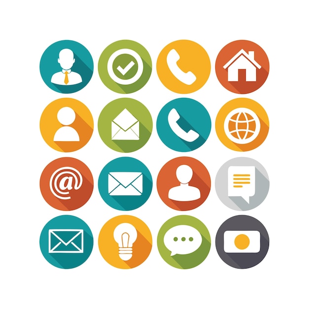 Ilustración vectorial de colección de iconos de contacto para sitios web y aplicaciones móviles