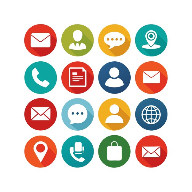 Ilustración vectorial de colección de iconos de contacto para sitios web y aplicaciones móviles