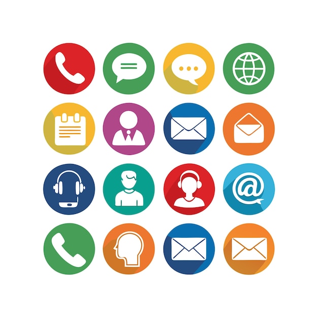 Ilustración vectorial de colección de iconos de contacto para sitios web y aplicaciones móviles