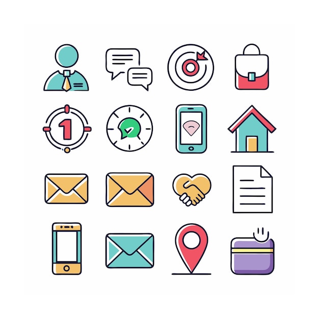 Ilustración vectorial de la colección de iconos de contacto