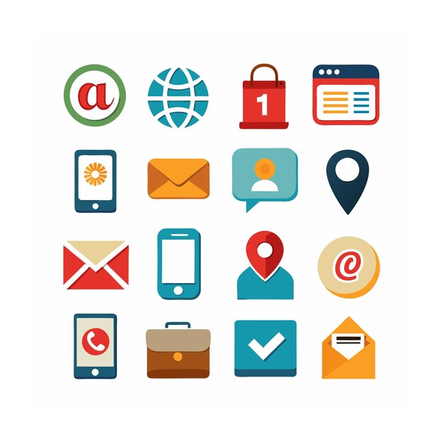 Ilustración vectorial de la colección de iconos de contacto
