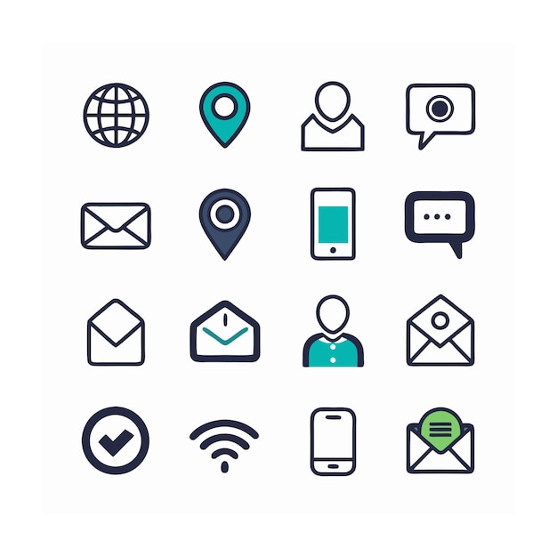 Ilustración vectorial de la colección de iconos de contacto
