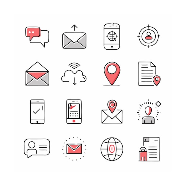 Ilustración vectorial de la colección de iconos de contacto