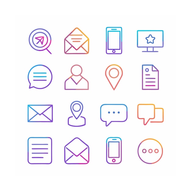 Ilustración vectorial de la colección de iconos de contacto