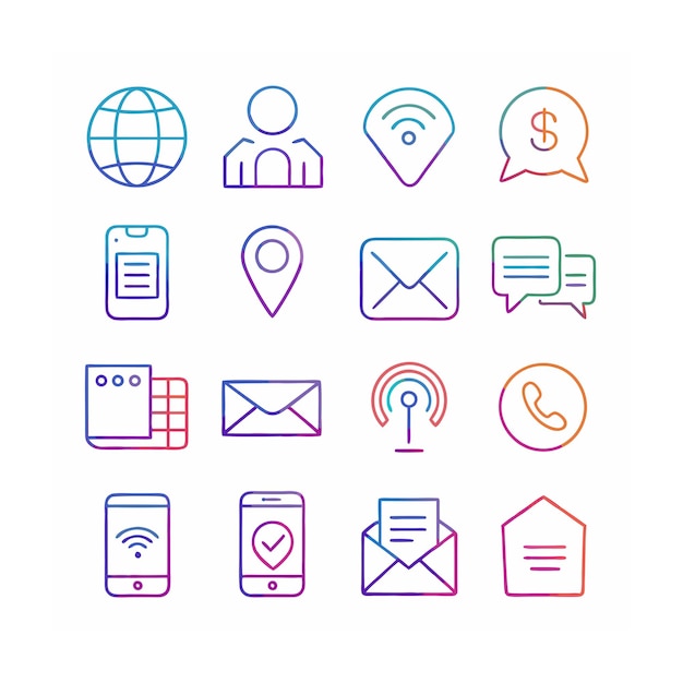 Ilustración vectorial de la colección de iconos de contacto