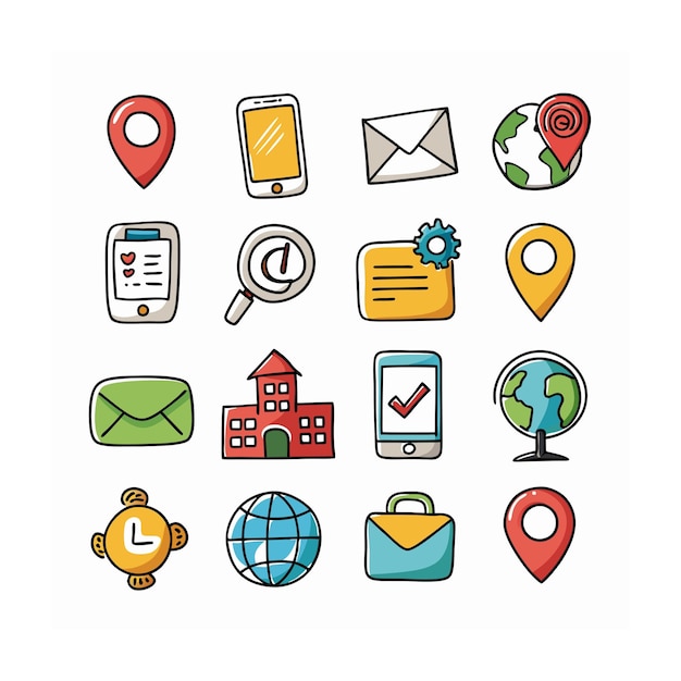 Ilustración vectorial de la colección de iconos de contacto