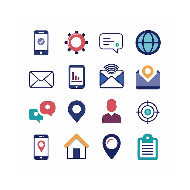 Ilustración vectorial de la colección de iconos de contacto