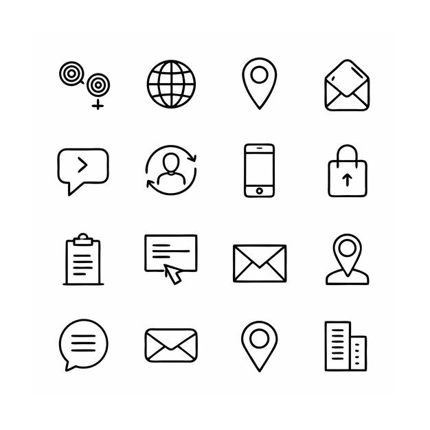 Ilustración vectorial de la colección de iconos de contacto