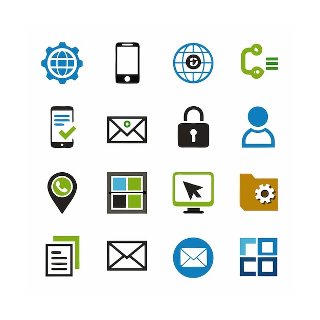 Ilustración vectorial de la colección de iconos de contacto