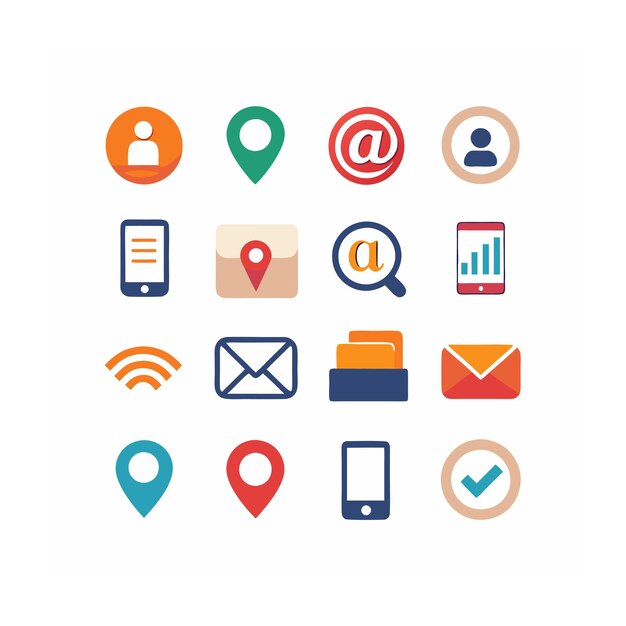 Ilustración vectorial de la colección de iconos de contacto