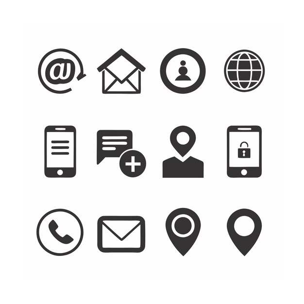 Ilustración vectorial de la colección de iconos de contacto