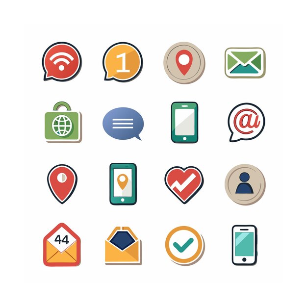 Ilustración vectorial de la colección de iconos de contacto
