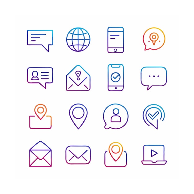 Ilustración vectorial de la colección de iconos de contacto