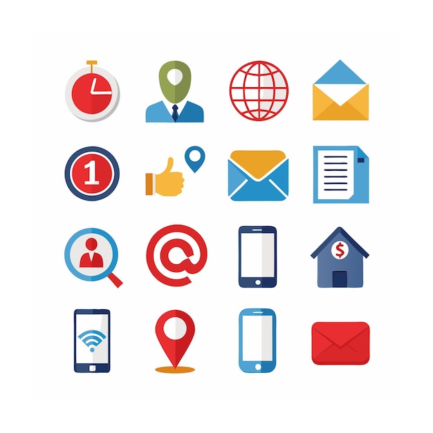 Ilustración vectorial de la colección de iconos de contacto