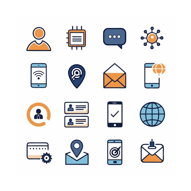 Ilustración vectorial de la colección de iconos de contacto