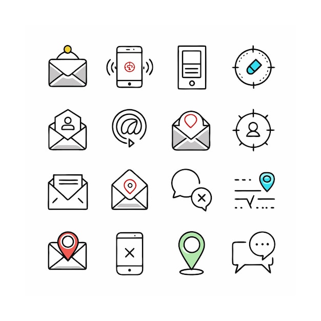 Ilustración vectorial de la colección de iconos de contacto