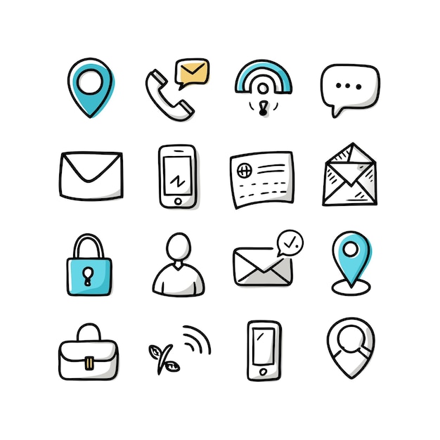 Ilustración vectorial de la colección de iconos de contacto