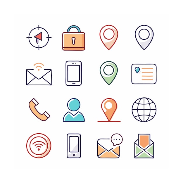 Ilustración vectorial de la colección de iconos de contacto