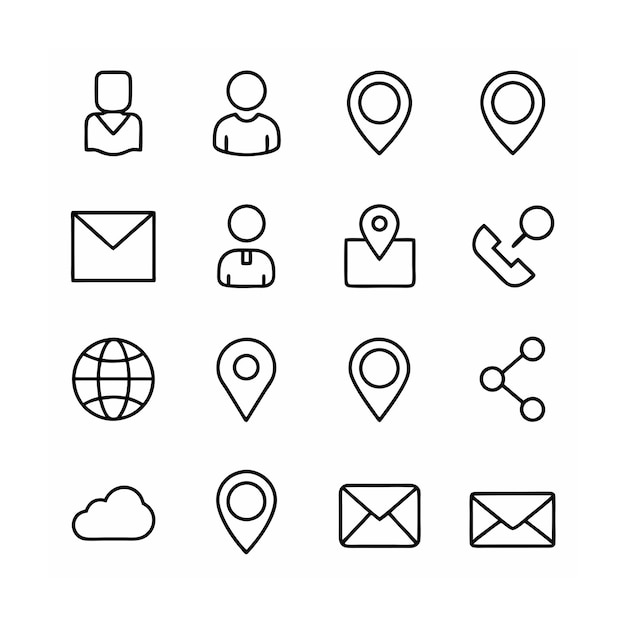 Ilustración vectorial de la colección de iconos de contacto