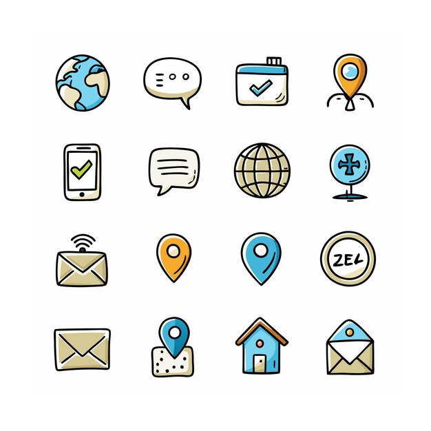 Ilustración vectorial de la colección de iconos de contacto