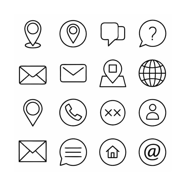 Ilustración vectorial de la colección de iconos de contacto