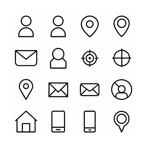 Ilustración vectorial de la colección de iconos de contacto