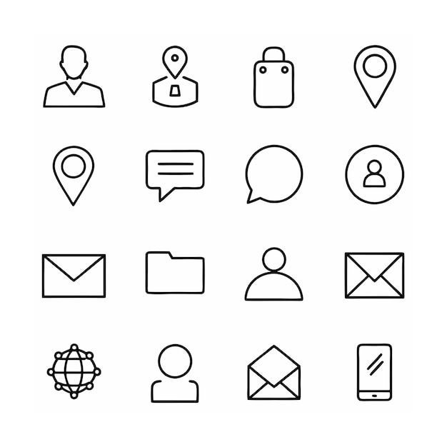 Ilustración vectorial de la colección de iconos de contacto