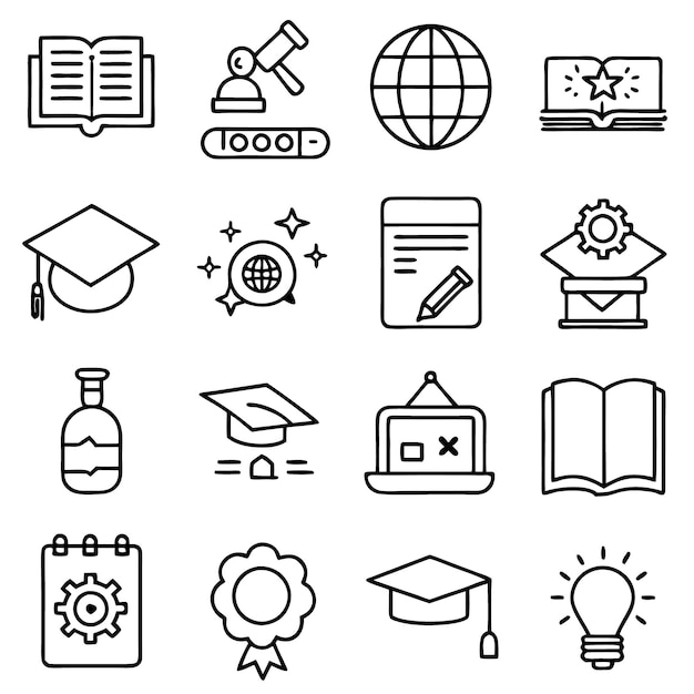 Ilustración vectorial de la colección de iconos de educación y aprendizaje electrónico