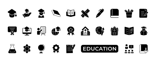 Ilustración vectorial de la colección de iconos de educación