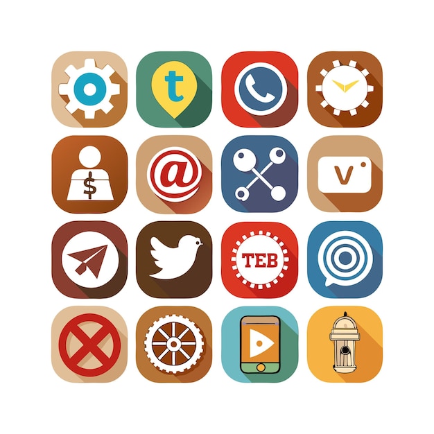Ilustración vectorial de la colección de iconos de los medios sociales