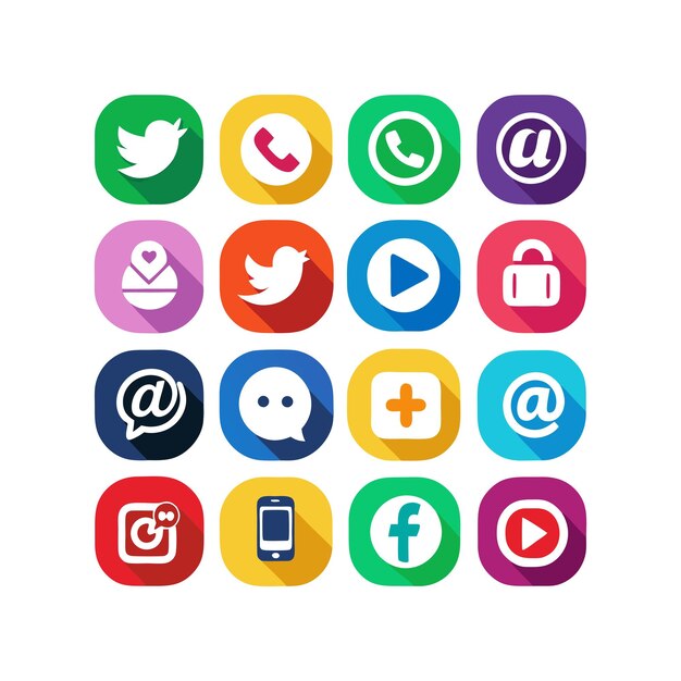 Ilustración vectorial de la colección de iconos de los medios sociales
