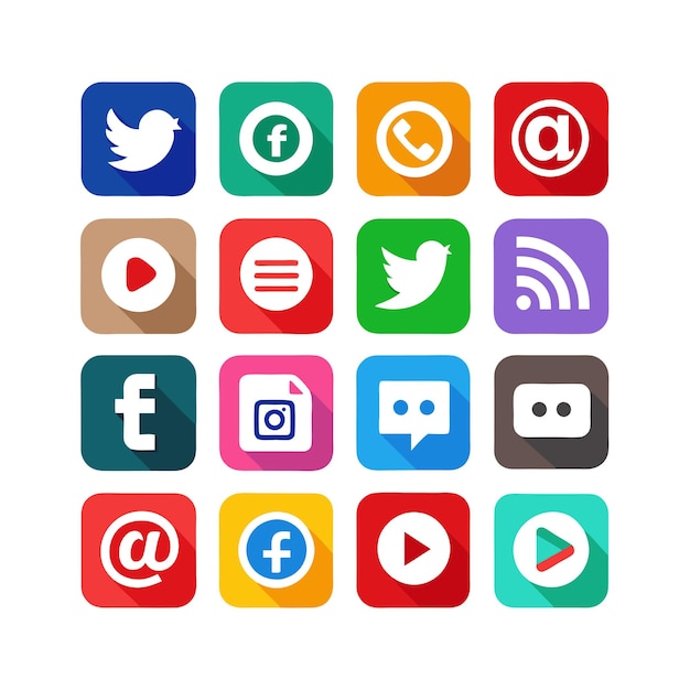 Ilustración vectorial de la colección de iconos de los medios sociales