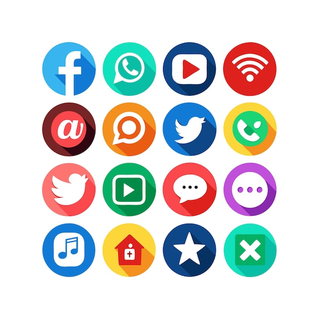 Ilustración vectorial de la colección de iconos de los medios sociales