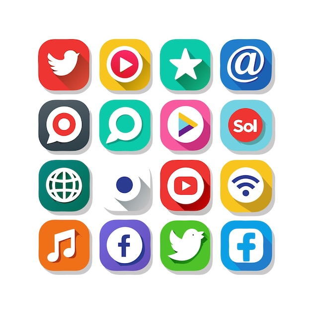 Ilustración vectorial de la colección de iconos de los medios sociales